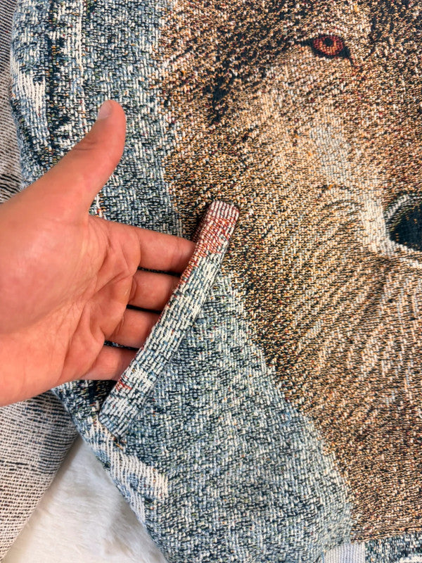 Veste Harrington en tapisserie design unique fait main upcyclé retravaillé et tissé taille XL n•903