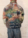 Veste Harrington en tapisserie design unique fait main upcyclé retravaillé et tissé taille XL n•904