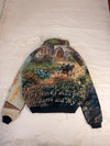 Veste Harrington en tapisserie design unique fait main upcyclé retravaillé et tissé taille XL n•904