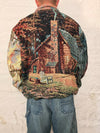 Veste Harrington en tapisserie design unique fait main upcyclé retravaillé et tissé taille XL n•905
