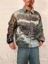 Veste Harrington en tapisserie design unique fait main upcyclé retravaillé et tissé taille XL n•905