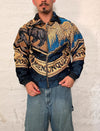 Veste Harrington en tapisserie design unique fait main upcyclé retravaillé et tissé taille S n•906