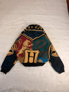 Veste Harrington en tapisserie design unique fait main upcyclé retravaillé et tissé taille S n•906