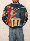 Veste Harrington en tapisserie design unique fait main upcyclé retravaillé et tissé taille S n•906