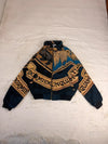 Veste Harrington en tapisserie design unique fait main upcyclé retravaillé et tissé taille S n•906