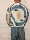 Veste Harrington en tapisserie design unique fait main upcyclé retravaillé et tissé taille S n•907
