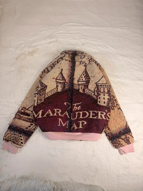Veste Harrington en tapisserie design unique fait main upcyclé retravaillé et tissé taille S n•908