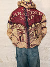 Veste Harrington en tapisserie design unique fait main upcyclé retravaillé et tissé taille S n•908