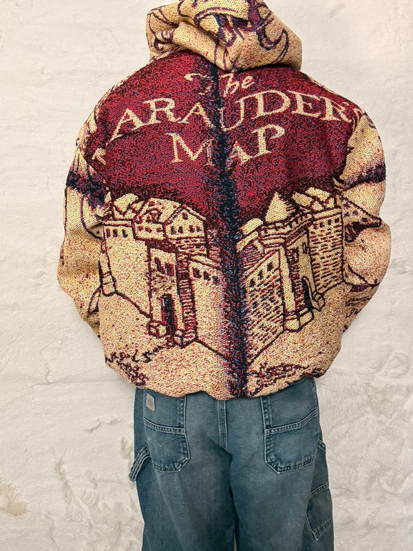 Veste Harrington en tapisserie design unique fait main upcyclé retravaillé et tissé taille S n•908