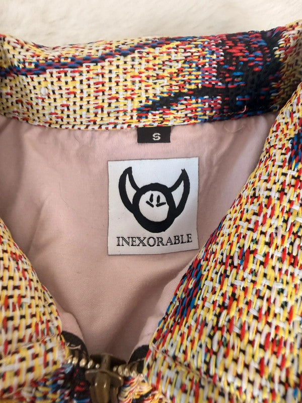 Veste Harrington en tapisserie design unique fait main upcyclé retravaillé et tissé taille S n•908
