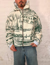 Veste à capuche en tapisserie design unique fait main upcyclé retravaillé et tissé taille XL n•909