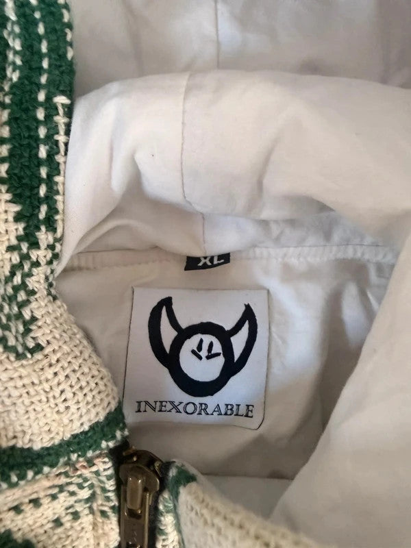 Veste à capuche en tapisserie design unique fait main upcyclé retravaillé et tissé taille XL n•909