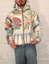 Veste à capuche en tapisserie design unique fait main upcyclé retravaillé et tissé taille L n•910
