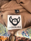 Veste à capuche en tapisserie design unique fait main upcyclé retravaillé et tissé taille L n•911