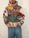Veste à capuche en tapisserie design unique fait main upcyclé retravaillé et tissé taille L n•911