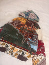 Veste à capuche en tapisserie design unique fait main upcyclé retravaillé et tissé taille L n•911