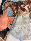 Veste à capuche en tapisserie design unique fait main upcyclé retravaillé et tissé taille S n•913