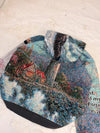 Veste à capuche en tapisserie design unique fait main upcyclé retravaillé et tissé taille S n•914