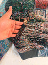 Veste à capuche en tapisserie design unique fait main upcyclé retravaillé et tissé taille S n•914