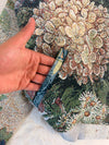 Veste à capuche en tapisserie design unique fait upcyclé retravaillé et tissé taille S n•915