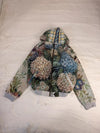 Veste à capuche en tapisserie design unique fait upcyclé retravaillé et tissé taille S n•915