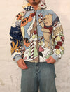 Veste à capuche en tapisserie design unique fait main upcyclé retravaillé et tissé taille L n•916
