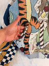 Veste à capuche en tapisserie design unique fait main upcyclé retravaillé et tissé taille L n•916