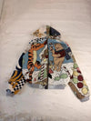 Veste à capuche en tapisserie design unique fait main upcyclé retravaillé et tissé taille L n•916