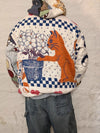 Veste à capuche en tapisserie design unique fait main upcyclé retravaillé et tissé taille L n•916