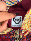 Veste à capuche en tapisserie design unique fait main upcyclé retravaillé et tissé taille L n•917