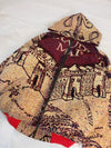 Veste à capuche en tapisserie design unique fait main upcyclé retravaillé et tissé taille L n•917