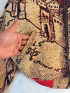 Veste à capuche en tapisserie design unique fait main upcyclé retravaillé et tissé taille L n•917