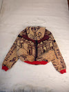 Veste à capuche en tapisserie design unique fait main upcyclé retravaillé et tissé taille L n•917