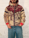 Veste à capuche en tapisserie design unique fait main upcyclé retravaillé et tissé taille L n•917