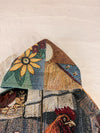 Veste à capuche en tapisserie design unique fait main upcyclé retravaillé et tissé taille XL n•918