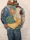 Veste à capuche en tapisserie design unique fait main upcyclé retravaillé et tissé taille XL n•918