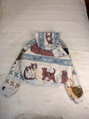 Veste à capuche en tapisserie design unique fait main upcyclé retravaillé et tissé taille L n•919