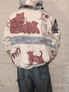 Veste à capuche en tapisserie design unique fait main upcyclé retravaillé et tissé taille L n•919