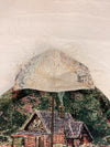 Veste à capuche en tapisserie design unique fait main upcyclé retravaillé et tissé taille M n•922