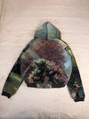 Veste à capuche en tapisserie design unique fait main upcyclé retravaillé et tissé taille L n•923