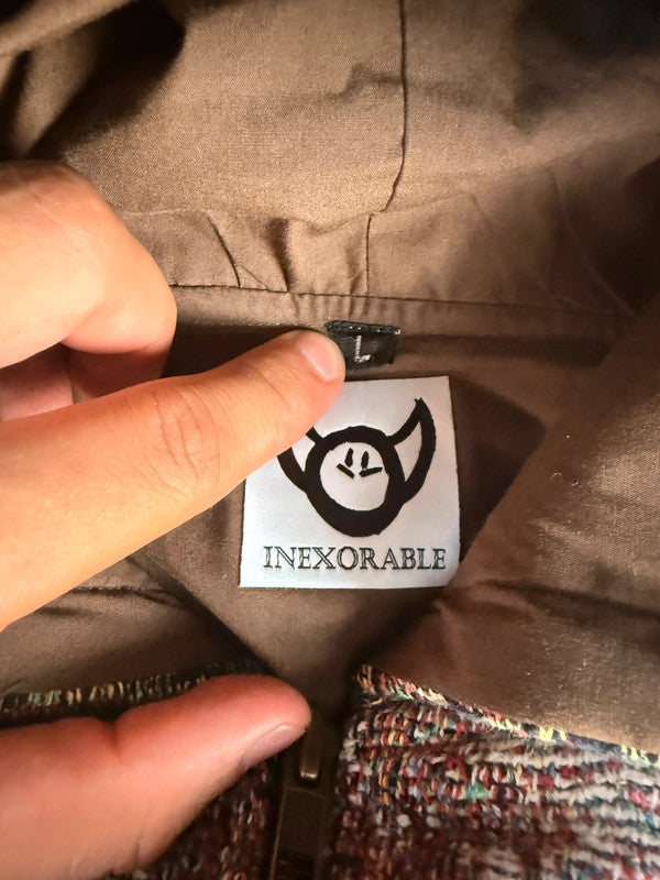 Veste à capuche en tapisserie design unique fait main upcyclé retravaillé et tissé taille L n•923