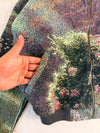 Veste à capuche en tapisserie design unique fait main upcyclé retravaillé et tissé taille L n•923