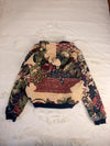 Veste à capuche en tapisserie design unique fait main upcyclé retravaillé et tissé taille XL n•924