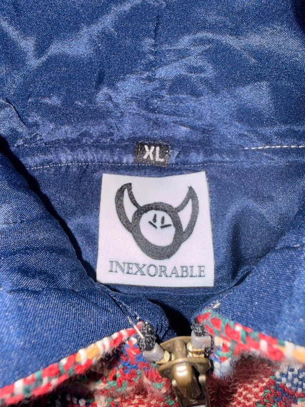 Veste à capuche en tapisserie design unique fait main upcyclé retravaillé et tissé taille XL n•924
