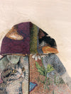 Veste à capuche en tapisserie design unique fait main upcyclé retravaillé et tissé taille S n•925