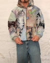 Veste à capuche en tapisserie design unique fait main upcyclé retravaillé et tissé taille S n•925