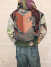 Veste à capuche en tapisserie design unique fait main upcyclé retravaillé et tissé taille S n•925