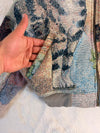 Veste à capuche en tapisserie design unique fait main upcyclé retravaillé et tissé taille S n•925