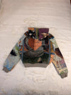 Veste à capuche en tapisserie design unique fait main upcyclé retravaillé et tissé taille S n•925