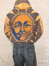 Veste à capuche en tapisserie design unique fait main upcyclé retravaillé et tissé taille XS n•926